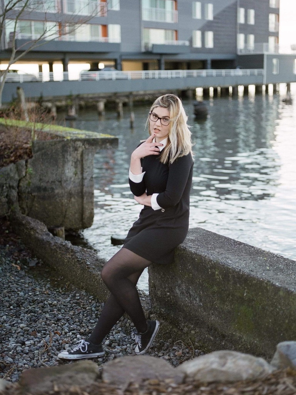 Tommy Hilfiger Black Dress with White Accents